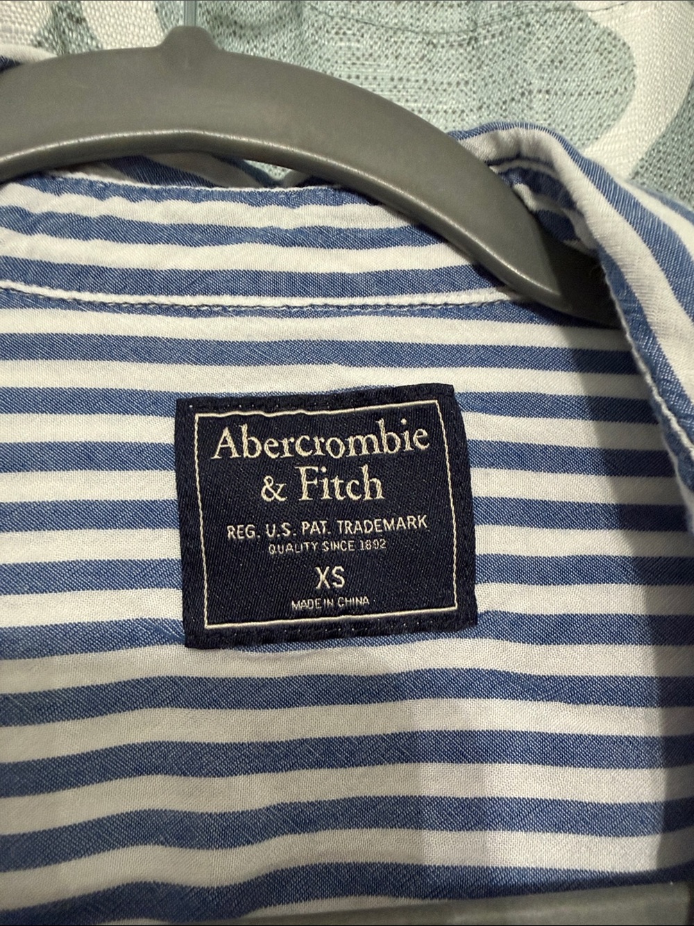 Abercrombie & Fitch Blue and White Vertical Stripe Button-Down Shirt - Picture 2 of 4